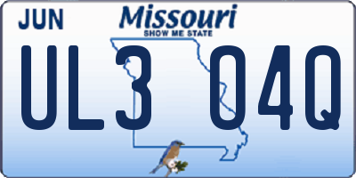MO license plate UL3O4Q