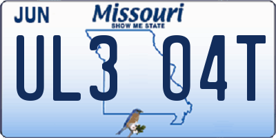 MO license plate UL3O4T