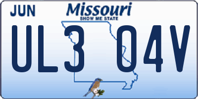 MO license plate UL3O4V