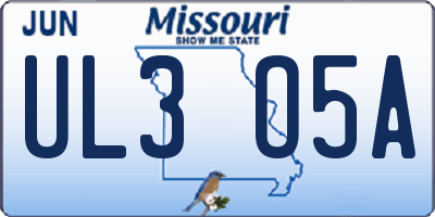 MO license plate UL3O5A