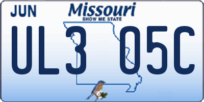 MO license plate UL3O5C