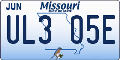 MO license plate UL3O5E