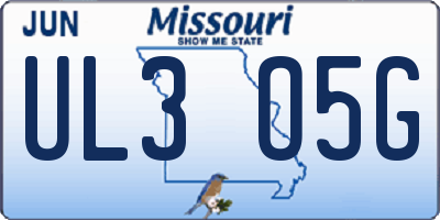 MO license plate UL3O5G