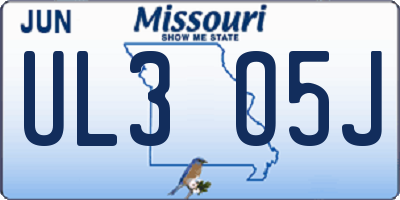 MO license plate UL3O5J