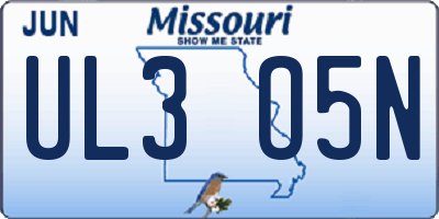 MO license plate UL3O5N