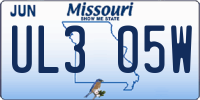 MO license plate UL3O5W