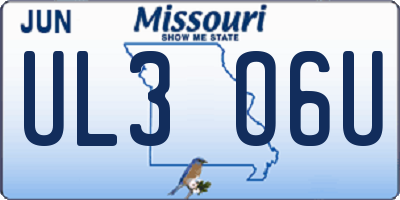MO license plate UL3O6U