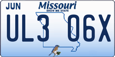 MO license plate UL3O6X