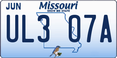 MO license plate UL3O7A