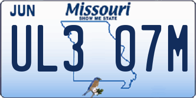 MO license plate UL3O7M