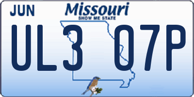 MO license plate UL3O7P