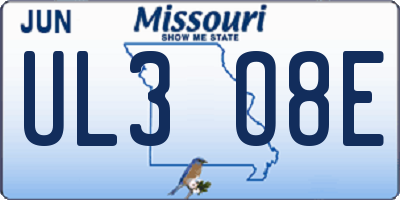 MO license plate UL3O8E