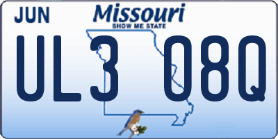 MO license plate UL3O8Q