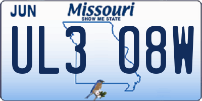MO license plate UL3O8W
