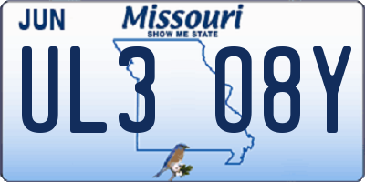MO license plate UL3O8Y