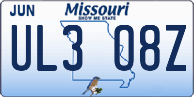 MO license plate UL3O8Z