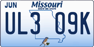 MO license plate UL3O9K
