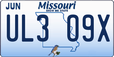 MO license plate UL3O9X