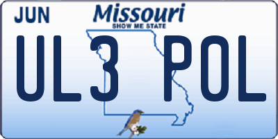 MO license plate UL3P0L