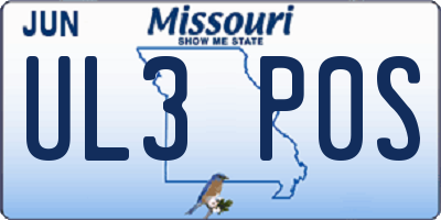 MO license plate UL3P0S