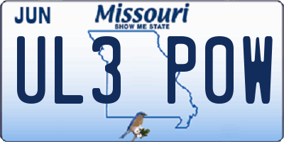 MO license plate UL3P0W