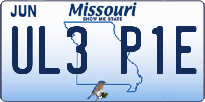 MO license plate UL3P1E