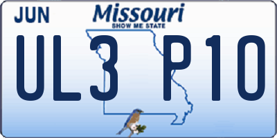 MO license plate UL3P1O