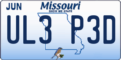 MO license plate UL3P3D