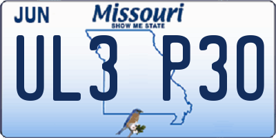 MO license plate UL3P3O