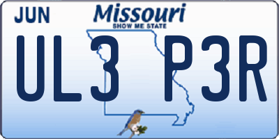 MO license plate UL3P3R