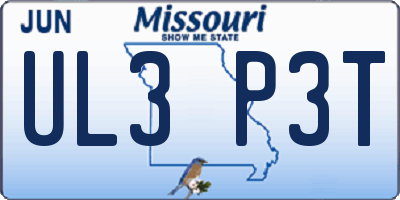 MO license plate UL3P3T