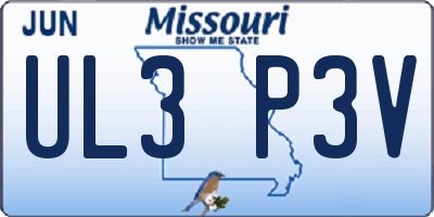 MO license plate UL3P3V