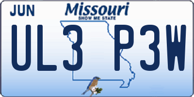 MO license plate UL3P3W