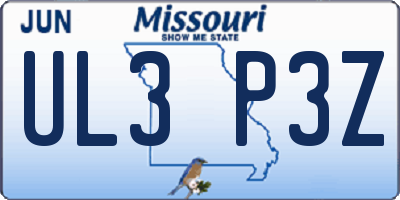 MO license plate UL3P3Z