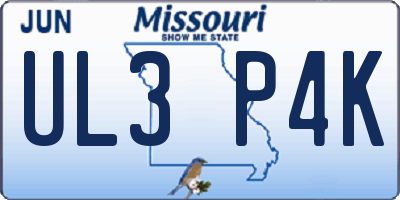 MO license plate UL3P4K