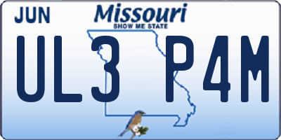 MO license plate UL3P4M