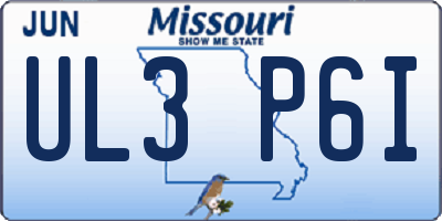 MO license plate UL3P6I