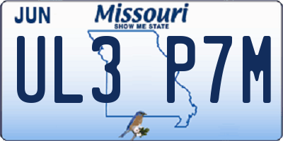 MO license plate UL3P7M