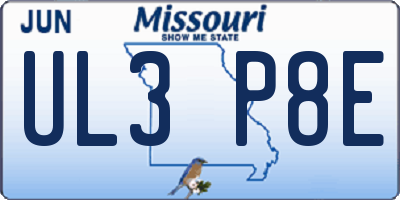 MO license plate UL3P8E