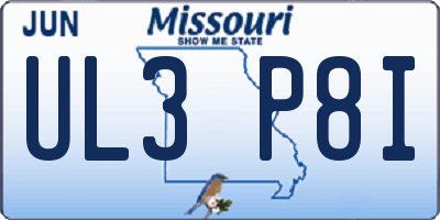 MO license plate UL3P8I