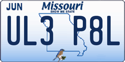 MO license plate UL3P8L