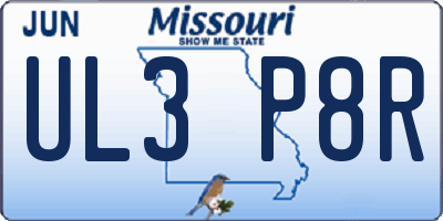 MO license plate UL3P8R