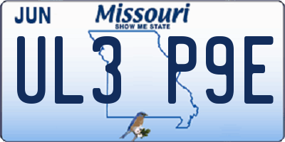 MO license plate UL3P9E