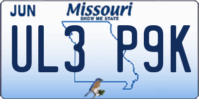 MO license plate UL3P9K