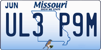 MO license plate UL3P9M