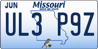 MO license plate UL3P9Z