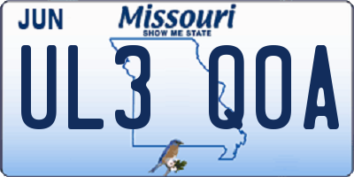 MO license plate UL3Q0A