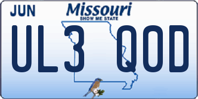 MO license plate UL3Q0D