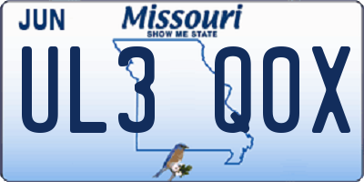 MO license plate UL3Q0X