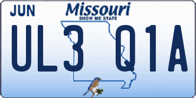 MO license plate UL3Q1A